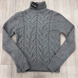 The Kooples Charcoal Cable Knit Turtleneck Sweater
